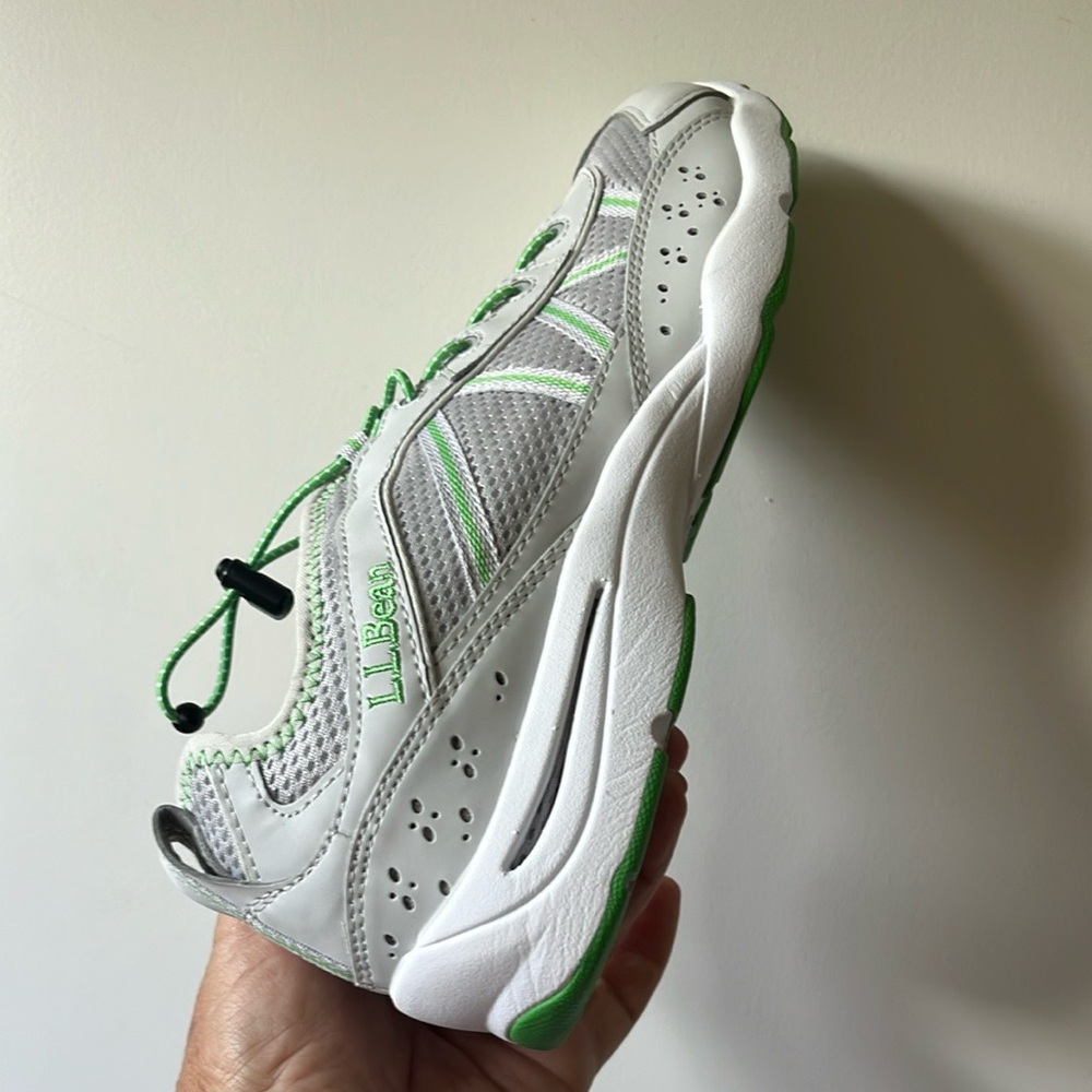 L.L. Bean White and Green Athletic Shoes